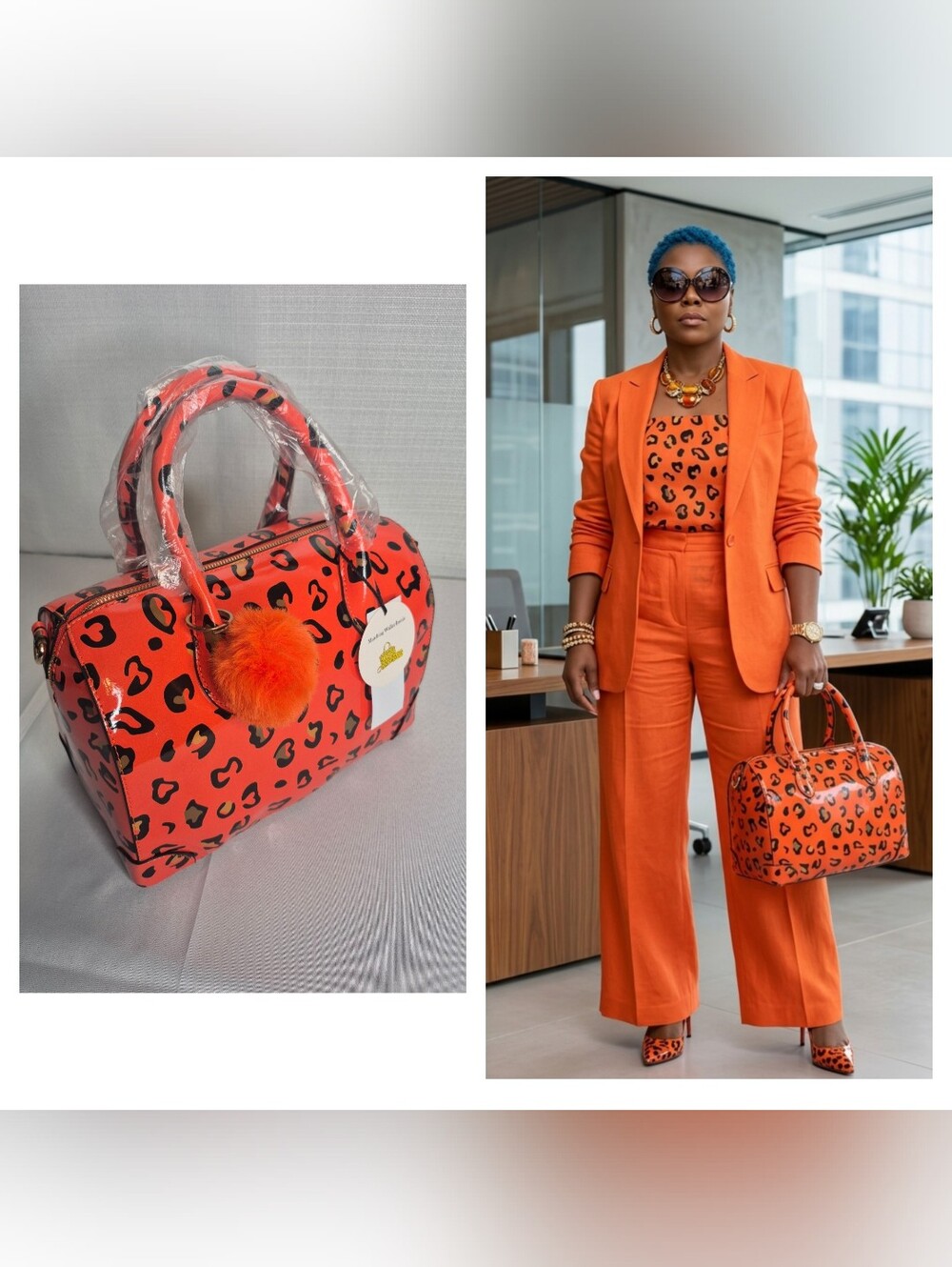 Leopard Print Vegan Leather Boston Bag & Wallet 🧡🧡🧡